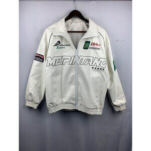Women’s Mepintang White Leather Sports Jacket Size L
